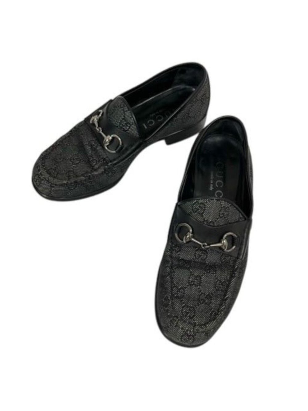 Gucci GG Canvas Loafers Slip-on Horsebit Logo Black